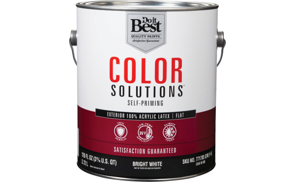 Do it Best Color Solutions 100% Acrylic Latex Self-Priming Flat Exterior House Paint, Bright White, 1 Gal. Do it Best Color Solutions 100% Acrylic Latex Self-Priming Flat Exterior House Paint, Bright White, 1 Gal.