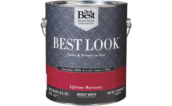 Best Look 100% Acrylic Latex Paint & Primer In One Flat Exterior House Paint, Bright White, 1 Gal. Best Look 100% Acrylic Latex Paint & Primer In One Flat Exterior House Paint, Bright White, 1 Gal.